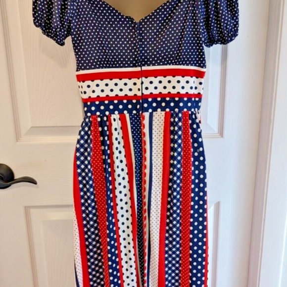 Vintage Junior Touch Maxi Dress Red White And Blue - Picture 8 of 8